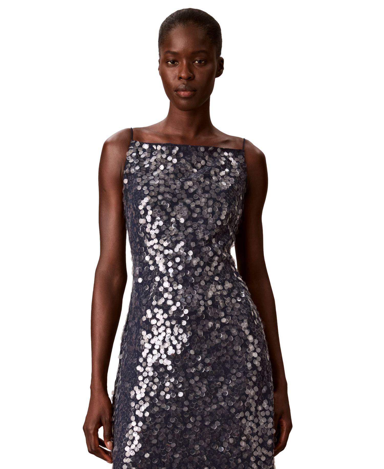 Women's Sequin Square Neck Midi Dress