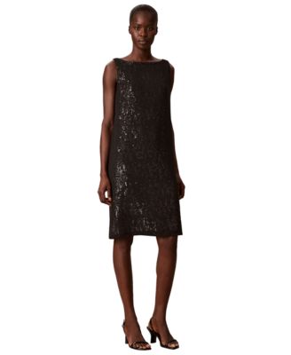 Women's Sequin Boat-Neck Midi Dress