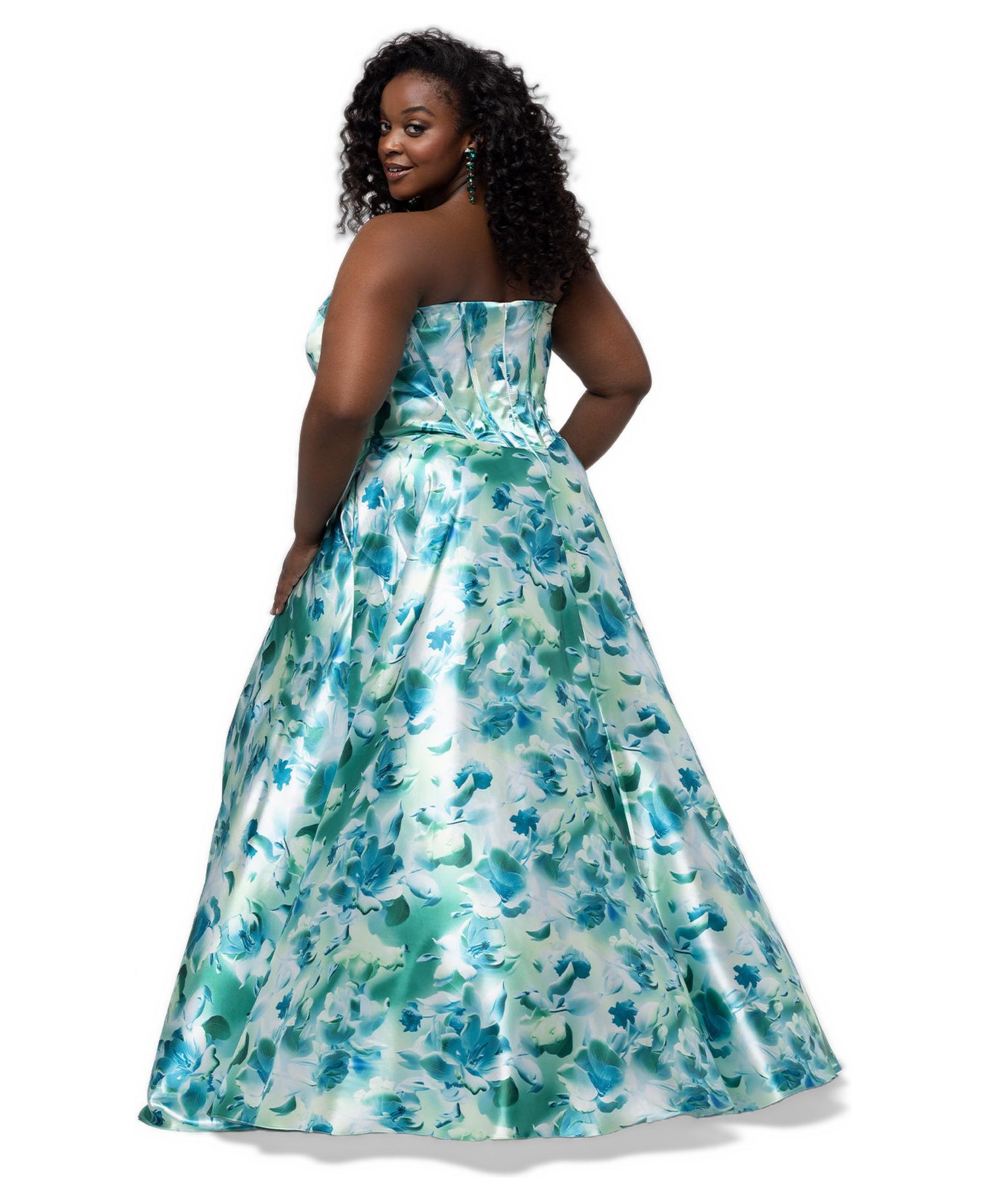 Plus Size Fit to Print Floral A-Line Sweetheart Gown
