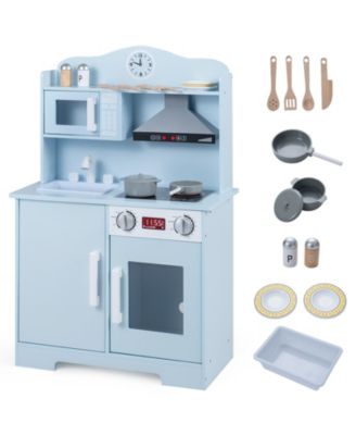 Light-Up Range Hood Wooden Play Kitchen, 9-Piece, Ages 3+