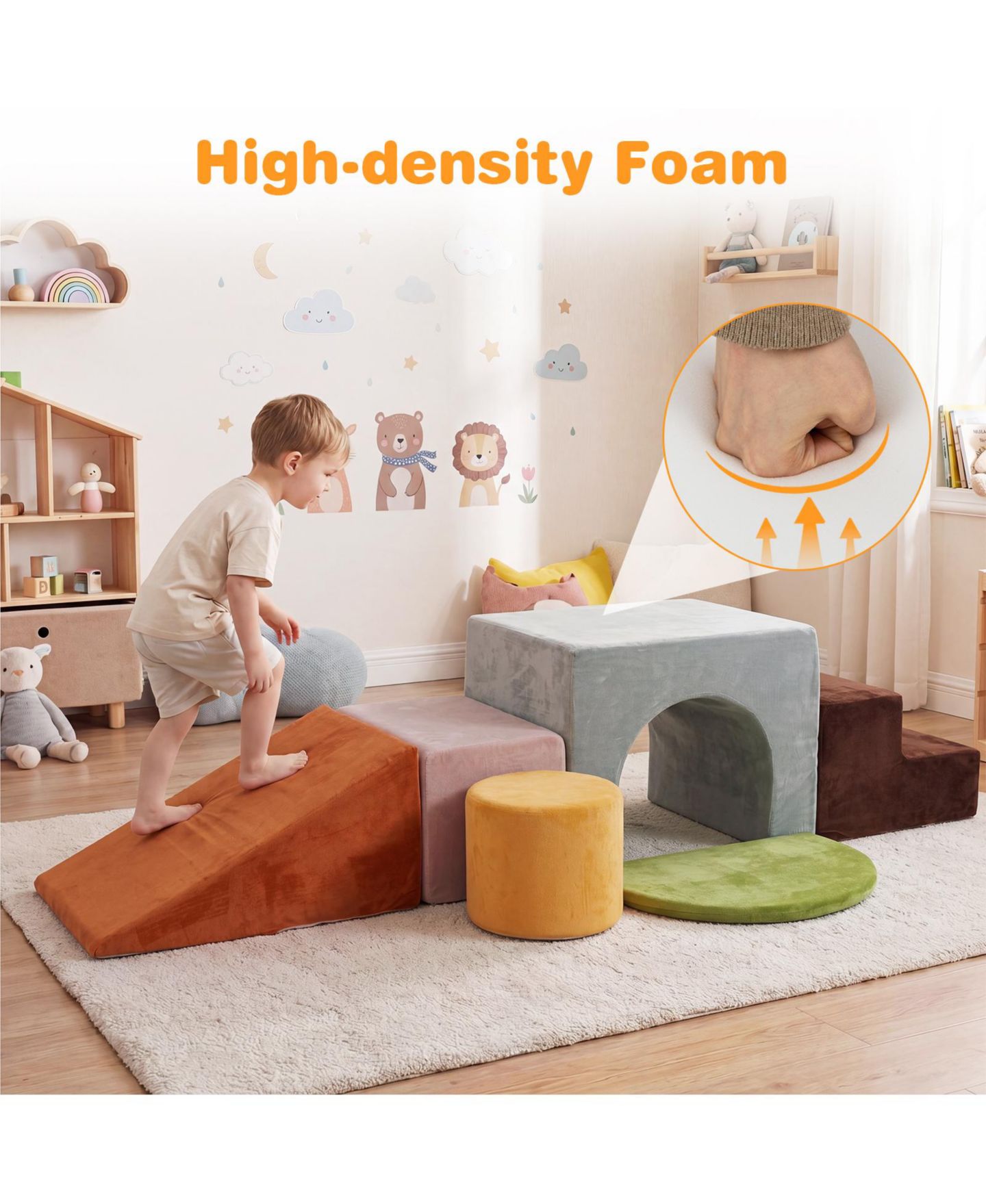 Детские конструкторы Costway Foam Climbing Blocks 6-Piece Set, от 3 лет, цвет: Assorted Pre-Pack — фото 6
