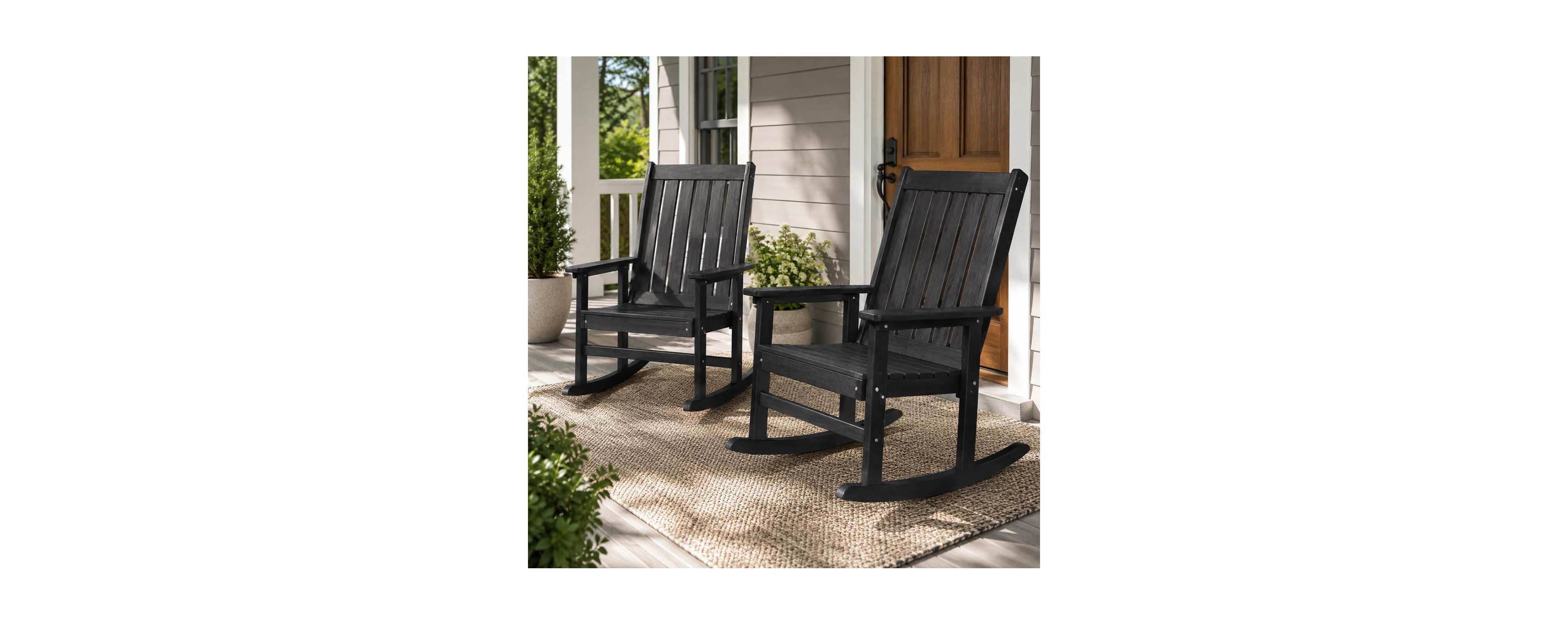 gaomon Hdpe Outdoor Rocking Chair for Adults, Weatherproof Patio Rocker with Vertical Slat Back, All-Weather Porch Chair, Single Or 2-Pack, 3 Colors
