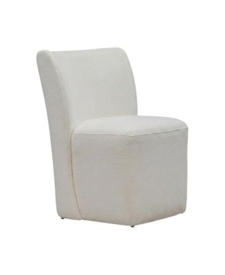 Solid Wood Upholstered Accent Dining Chair with Castors, Eclectic Style, 25"W