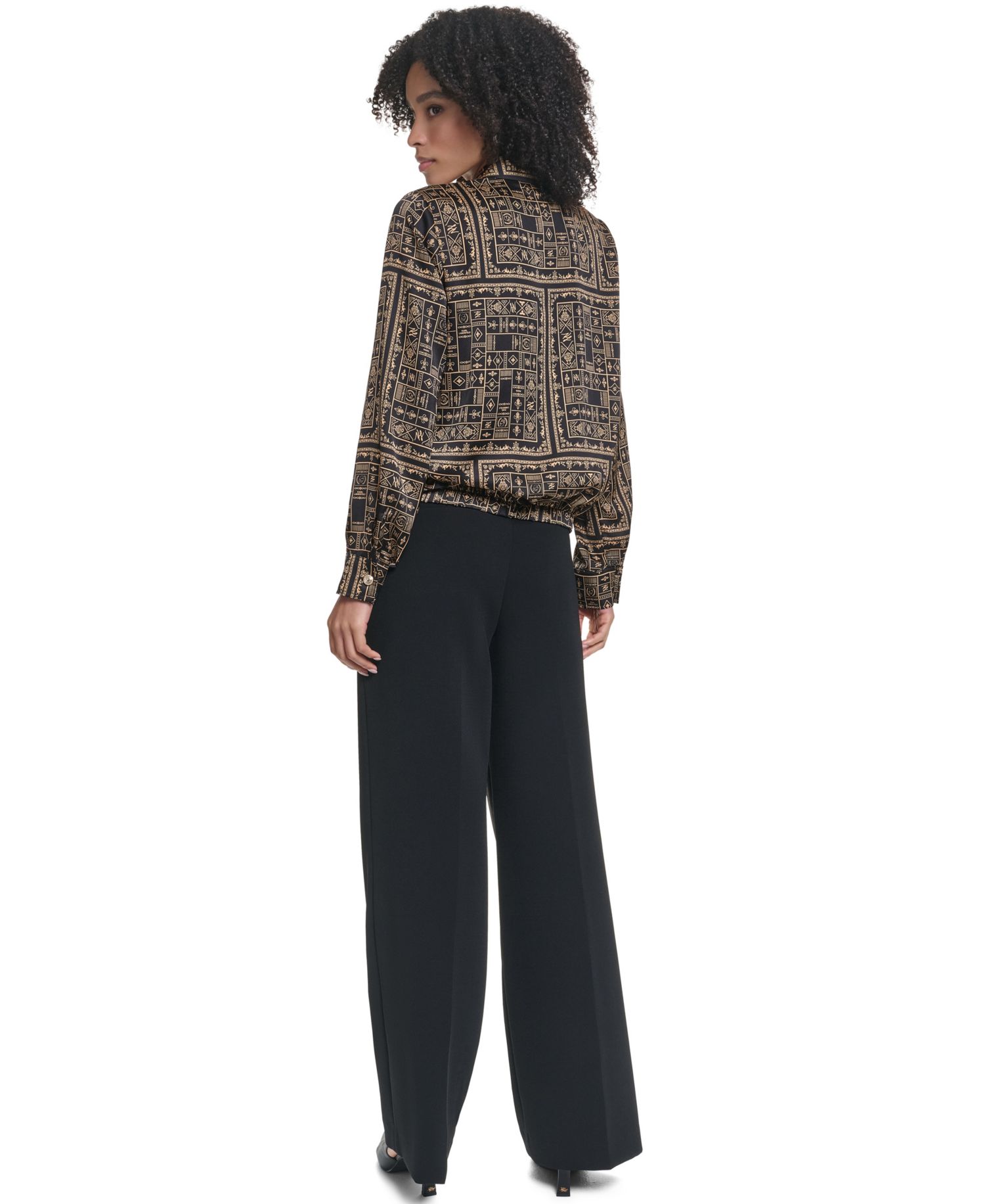 Women's Long-Sleeve Floral-Print Surplice Blouse