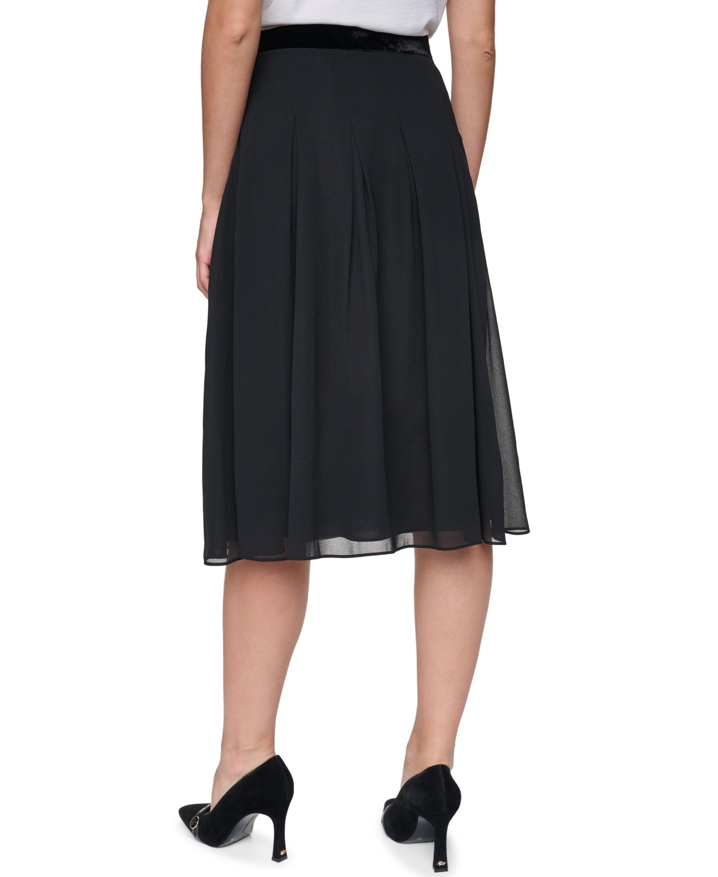 Женская юбка KARL LAGERFELD PARIS Pleated High-Waisted Midi, цвет: Чёрный — фото 4