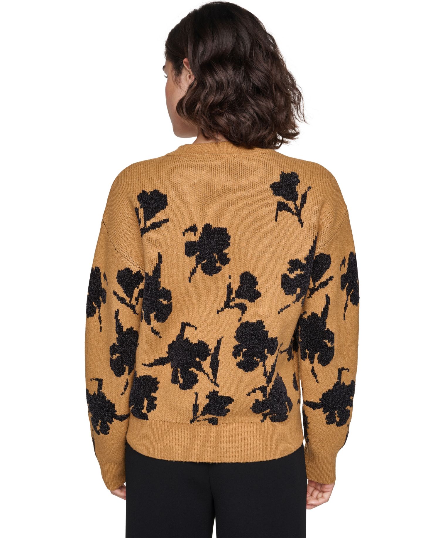 Women's Floral Sequin Crewneck Pullover Sweater