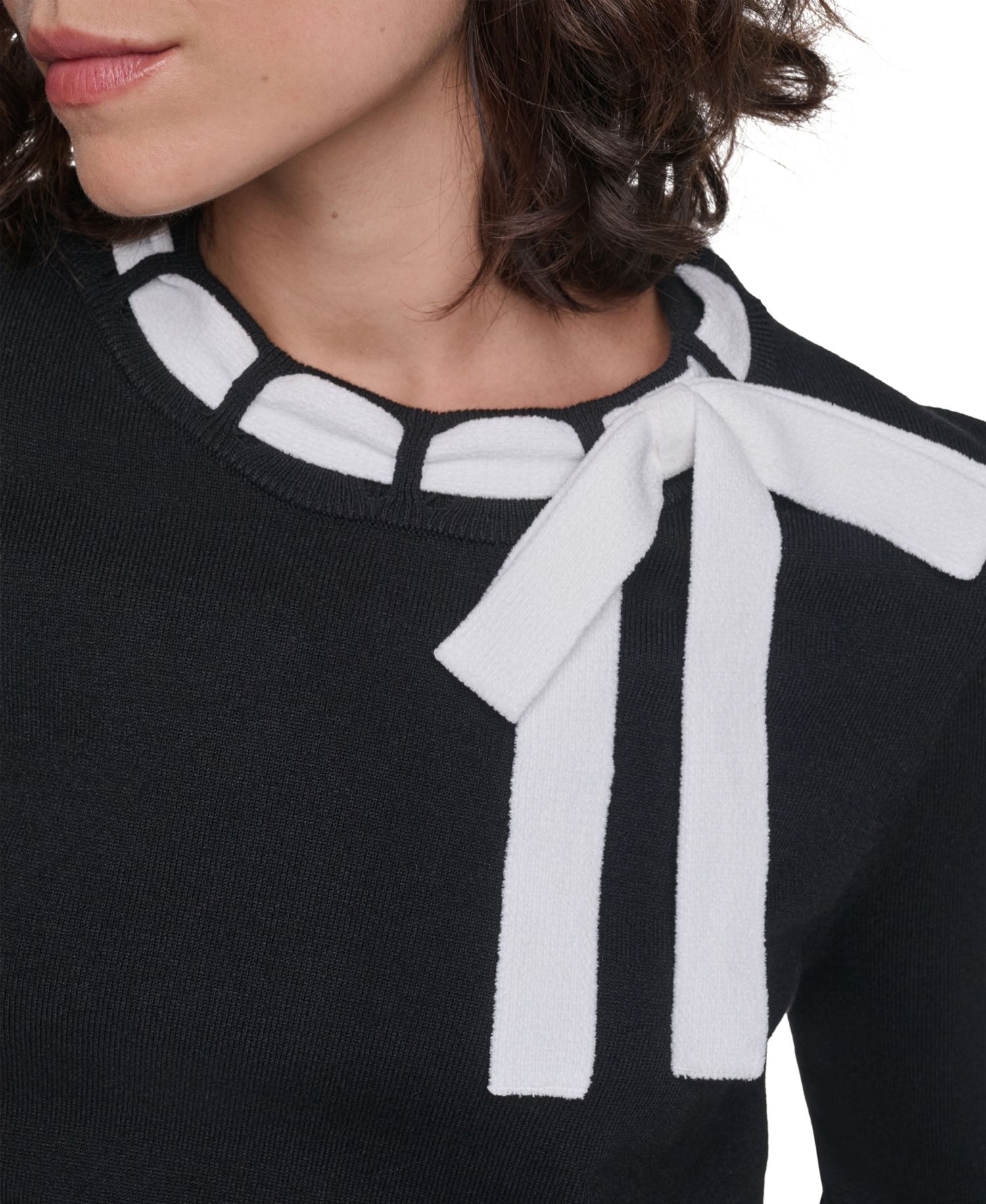 Women's Bow Front Crewneck Fitted Sweater
