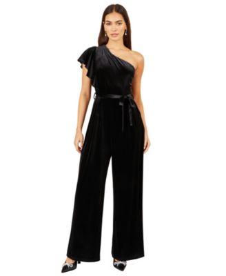 Women's One Shoulder Velvet Jumpsuit
