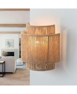 Farmhouse Hemp Rope 1-Light Dimmable Wall Sconce for Living Room