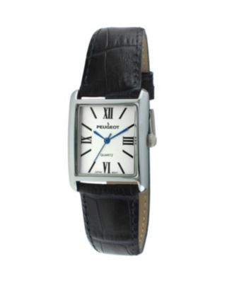 Women's Tank Watch Roman Dial Case Leather Strap