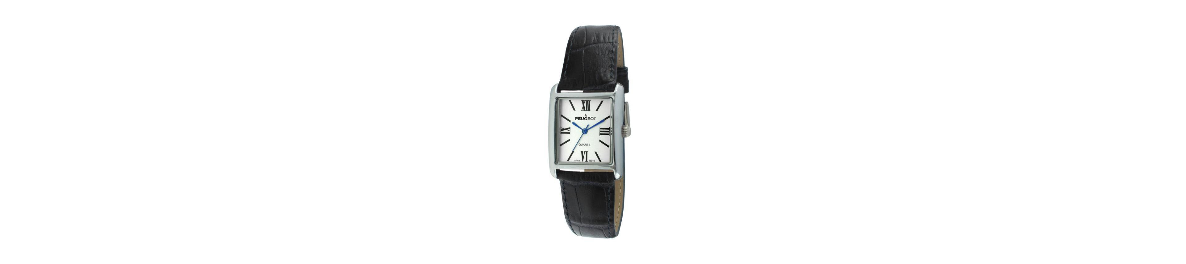Peugeot Women's Tank Watch Roman Dial Case Leather Strap