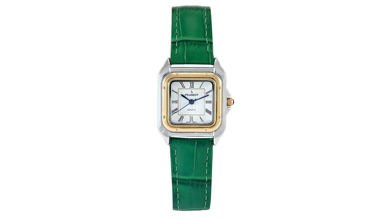Peugeot Women's Watch 32mm Square Tank Shape Leather Strap Watch
