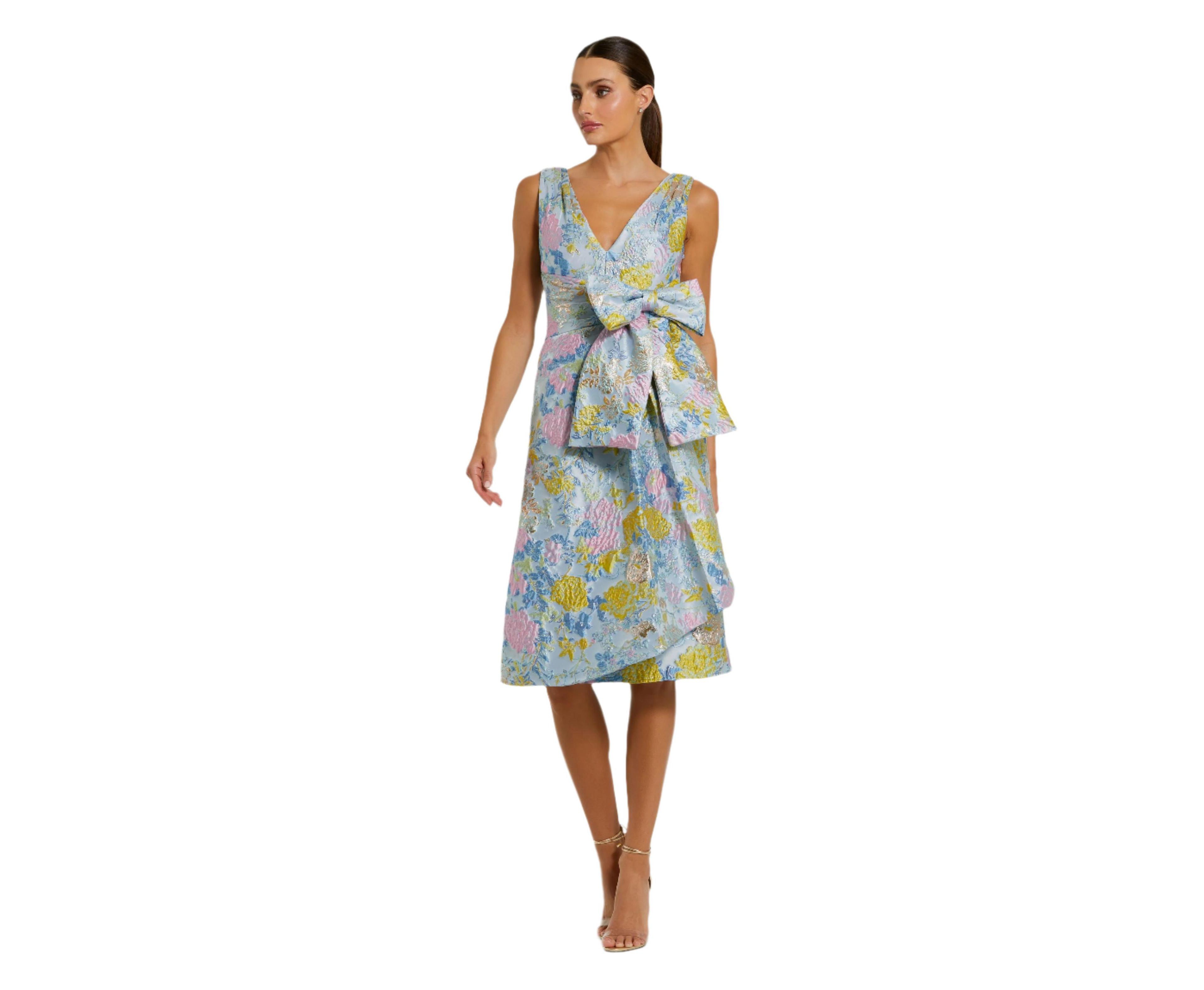 Mac Duggal Women's Floral A-Line Midi Dress