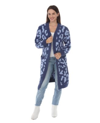 Women's Leopard-Print Sherpa Open-Front Cardigan
