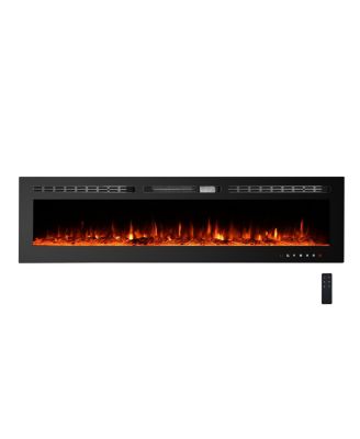80 Inch Wall-Mounted Or Recessed Electric Fireplace with Wi-Fi and Remote, 12 Flame Colors Heater