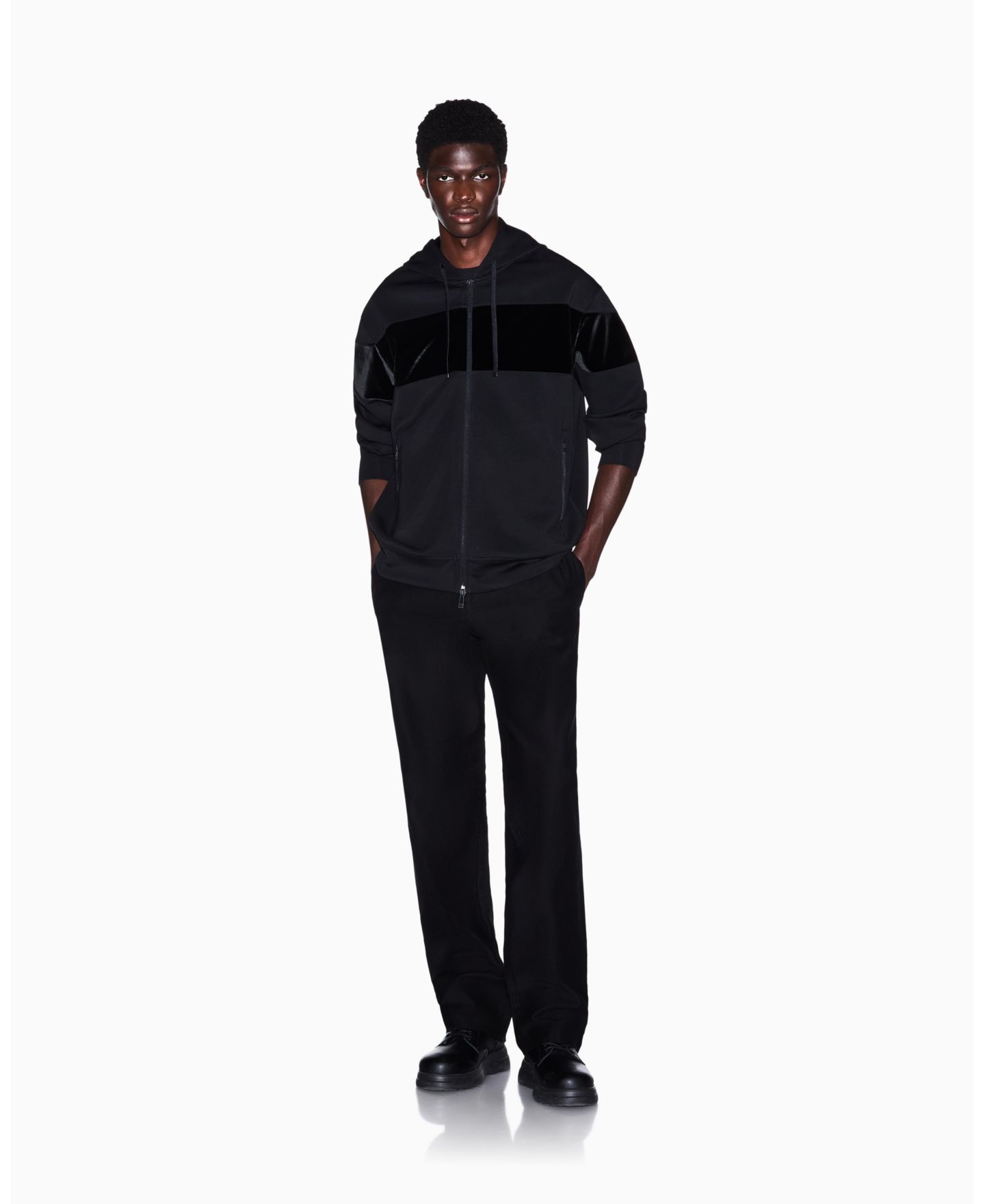 Мужское худи A|X Armani Exchange Colorblock Full-Zip, цвет: Чёрный — фото 2