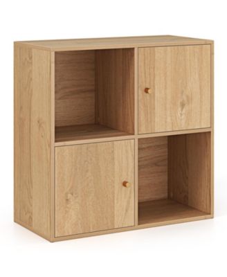 Mixed-Storage 4-Cube Bookcase Featuring Two Enclosed Cabinets