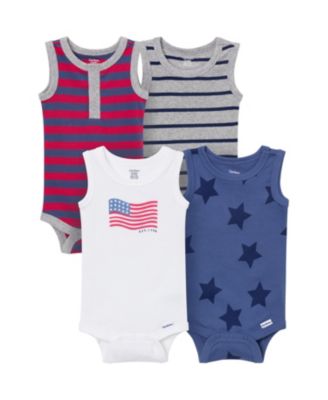 Baby Boy's 4-Pack Sleeveless Bodysuits, Stars and Stripes