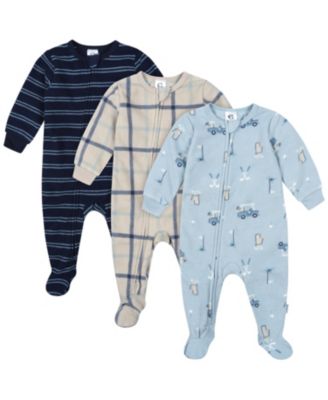 Baby -Pack Footless Fleece Pajamas