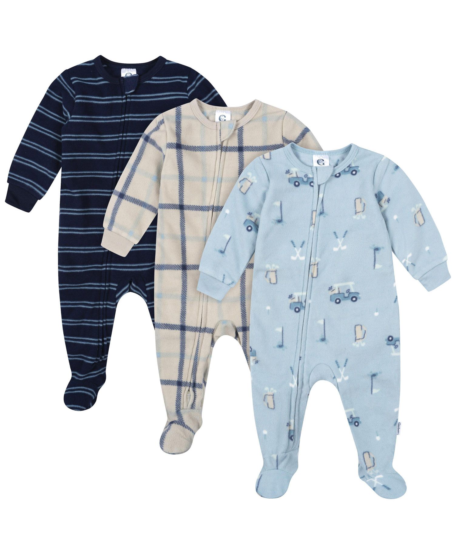 Baby -Pack Footless Fleece Pajamas