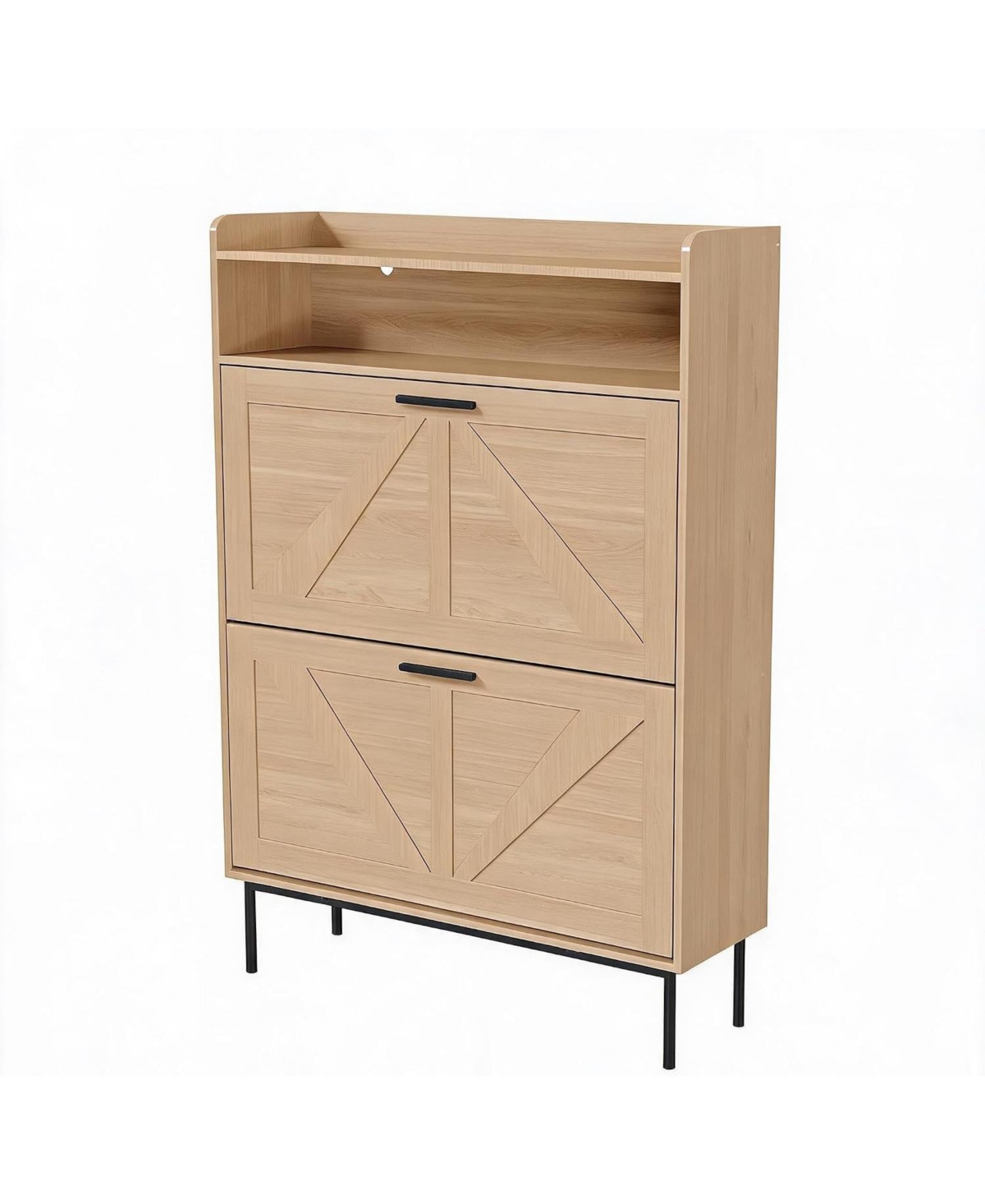 Gaomon Space-Saving Slim Vertical Shoe Cabinet for Entryway or Closet Narrow Freestanding Shoe Storage Organizer - Modern Minimalist Design - Oak