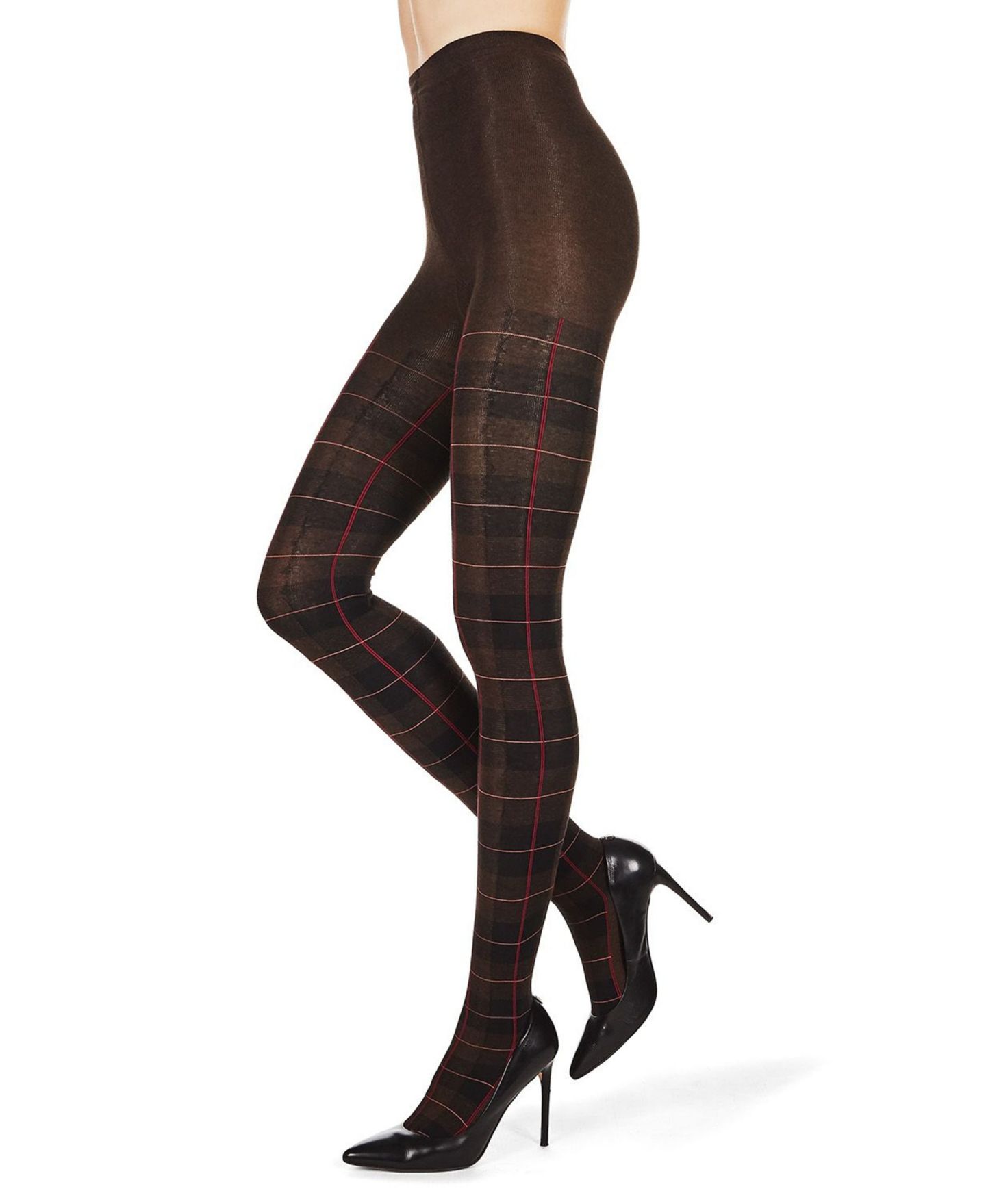 Женские колготки MeMoi Glasgow Tartan Plaid Stretch Sweater Tights, цвет: Коричневый меланжевый — фото 1