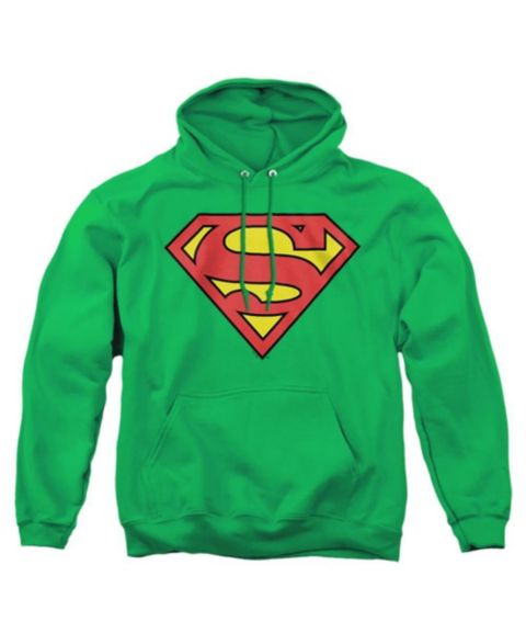 Мужское худи Superman Classic Logo Graphic Kangaroo Pocket Classic-Fit Pull-Over, цвет: Зелёный
