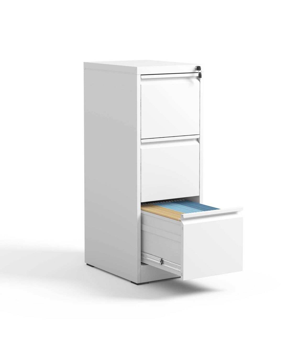 Viyet 3-Drawer Metal Vertical File Cabinet with Lock, for Letter/Legal/A4 Files - White
