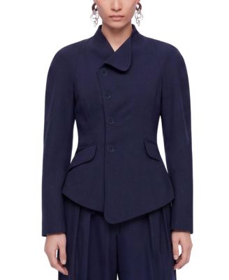 Women's Double-Breasted Stand Collar Peplum Jacket