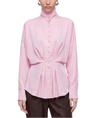 Women's Long-Sleeve Button-Up Tie-Detail Blouse