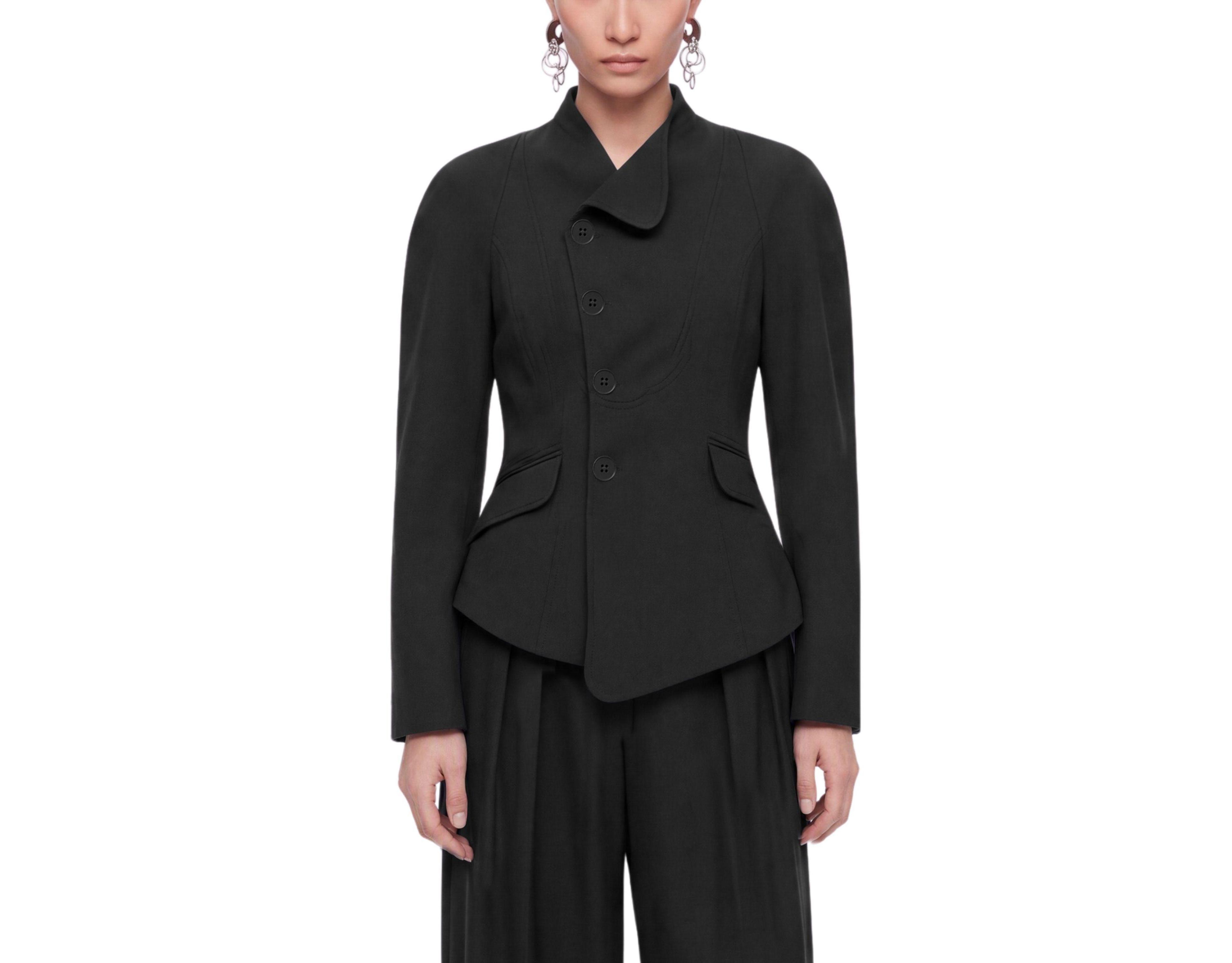 Nocturne Women's Double-Breasted Stand Collar Peplum Jacket