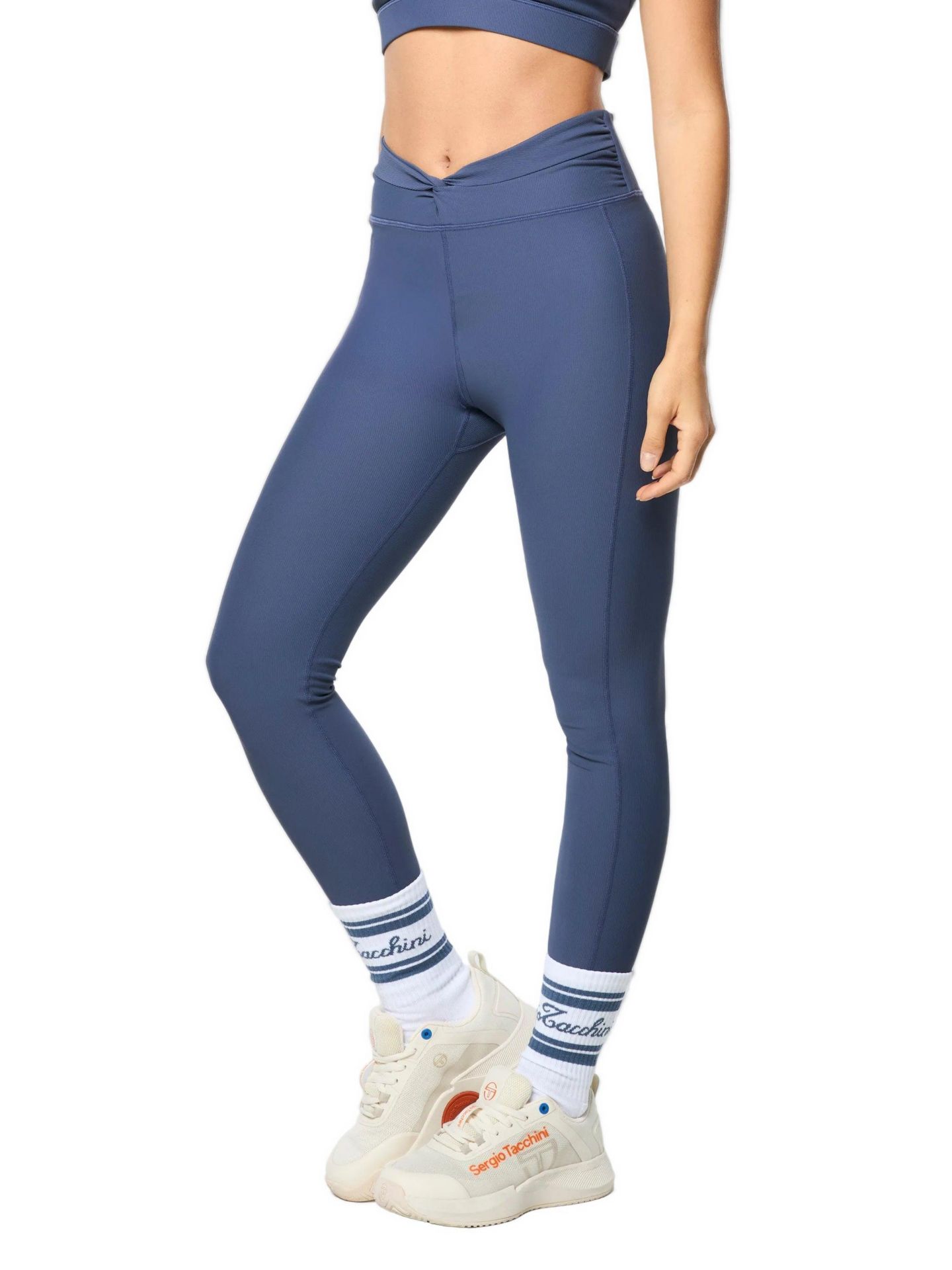 Женские леггинсы Sergio Tacchini Giulia High-Waisted Ribbed Ottoman, цвет: Синий индиго — фото 1