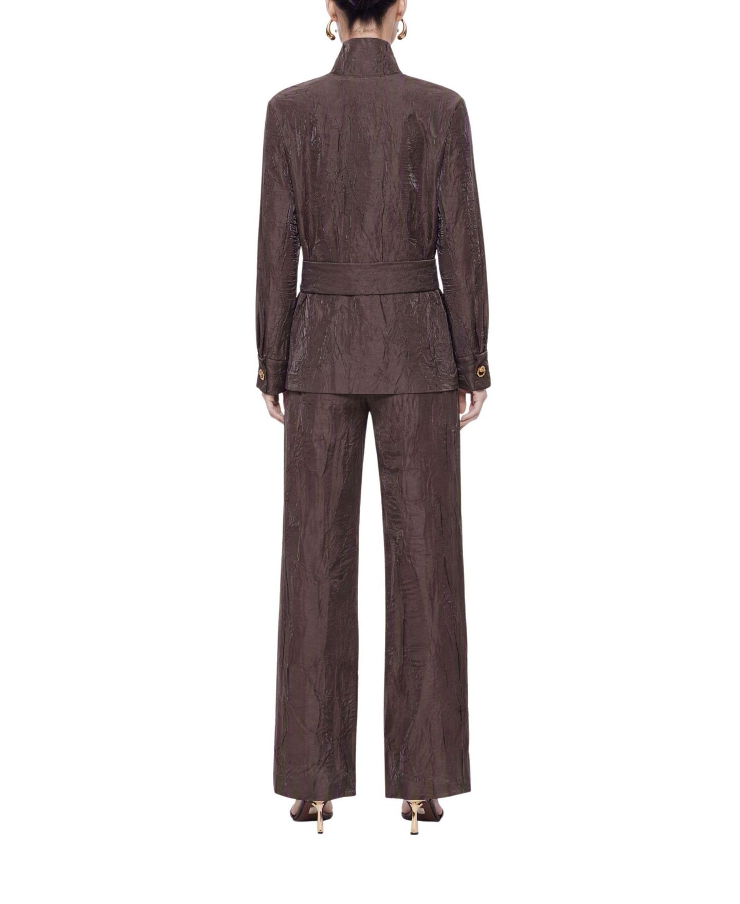 Женские брюки NOCTURNE Crinkle Effect Wide Leg, цвет: Коричневый — фото 4