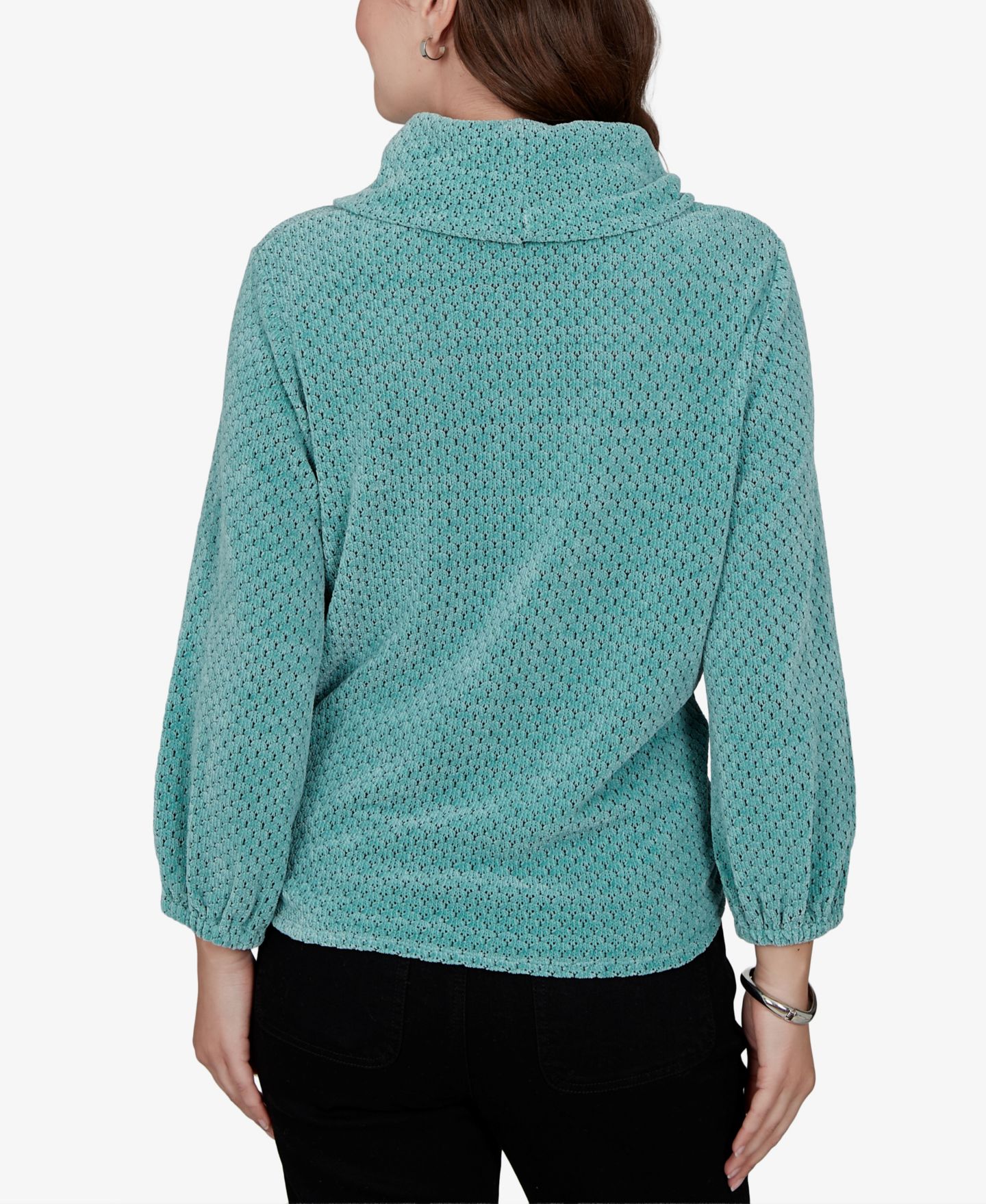 Женский топ Ruby Rd. New Neutrals Honeycomb-Knit Tie-Front 3/4-Sleeve, цвет: Adriatic — фото 4