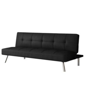 Modern Futon Sofa Bed with Fabric Upholstery and Chrome Metal Legs