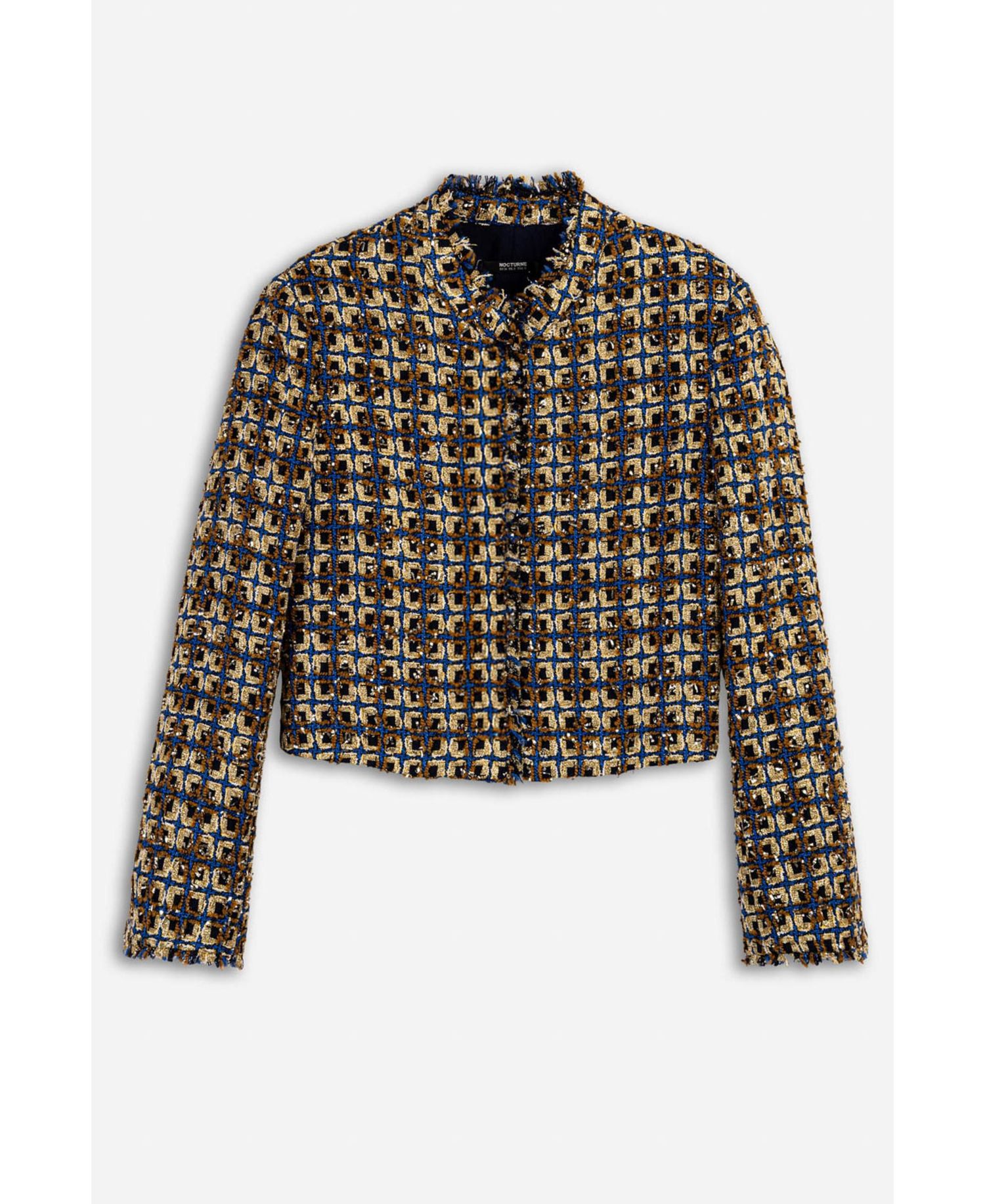 Women's Cropped Tweed Frayed-Edge Jacket