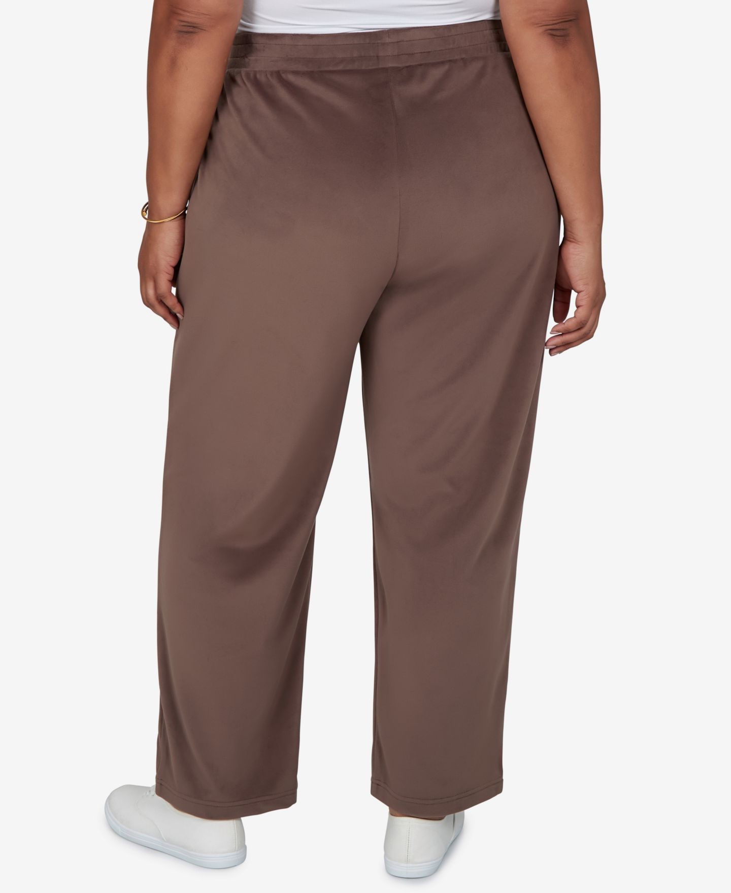 Женские брюки Alfred Dunner Plus Size Pull-On Straight-Leg Elastic-Waist Faux Suede, цвет: Мокко — фото 4
