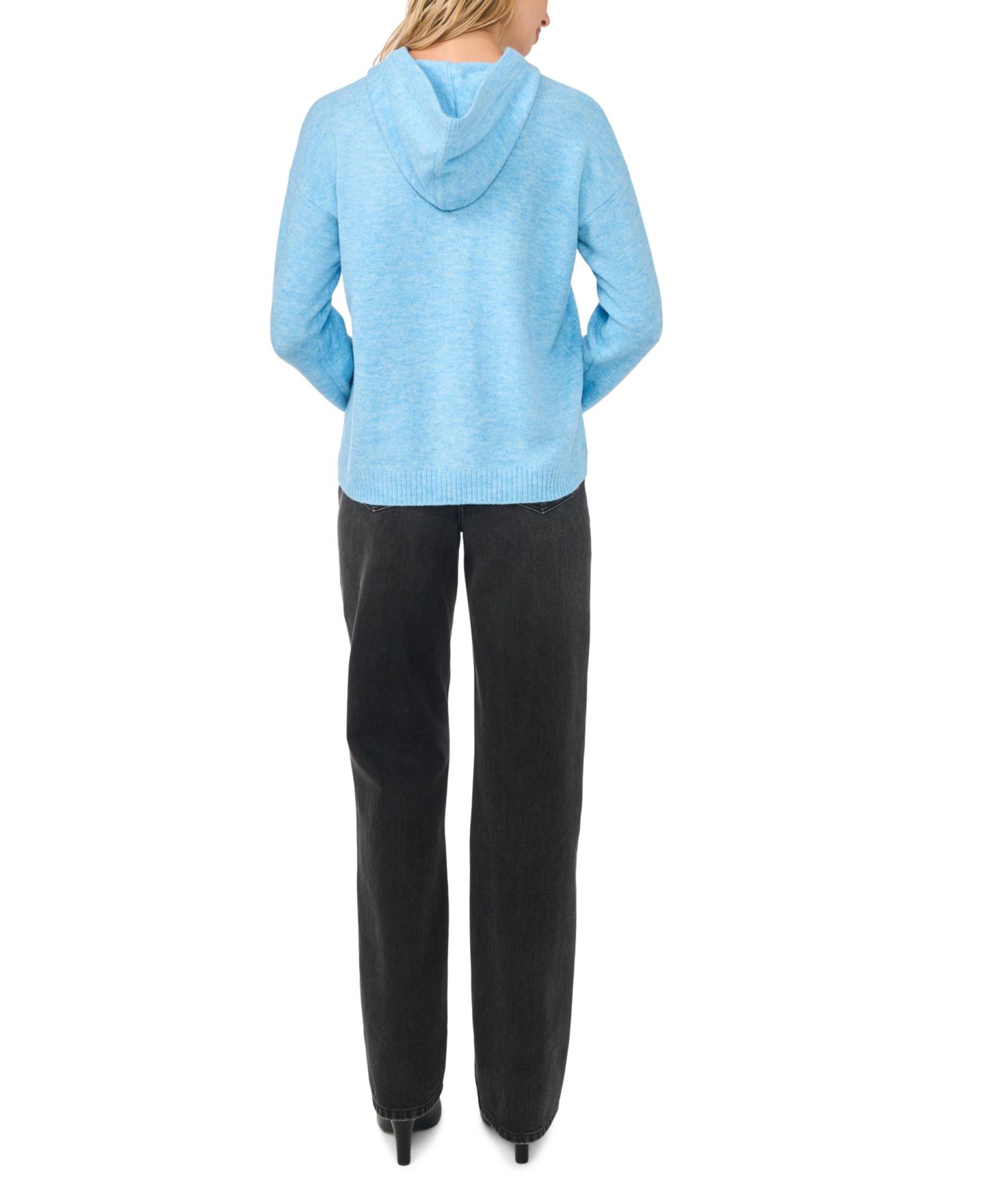 Женский свитер Vince Camuto Cozy Hooded Pullover, цвет: Синий меланжевый — фото 3