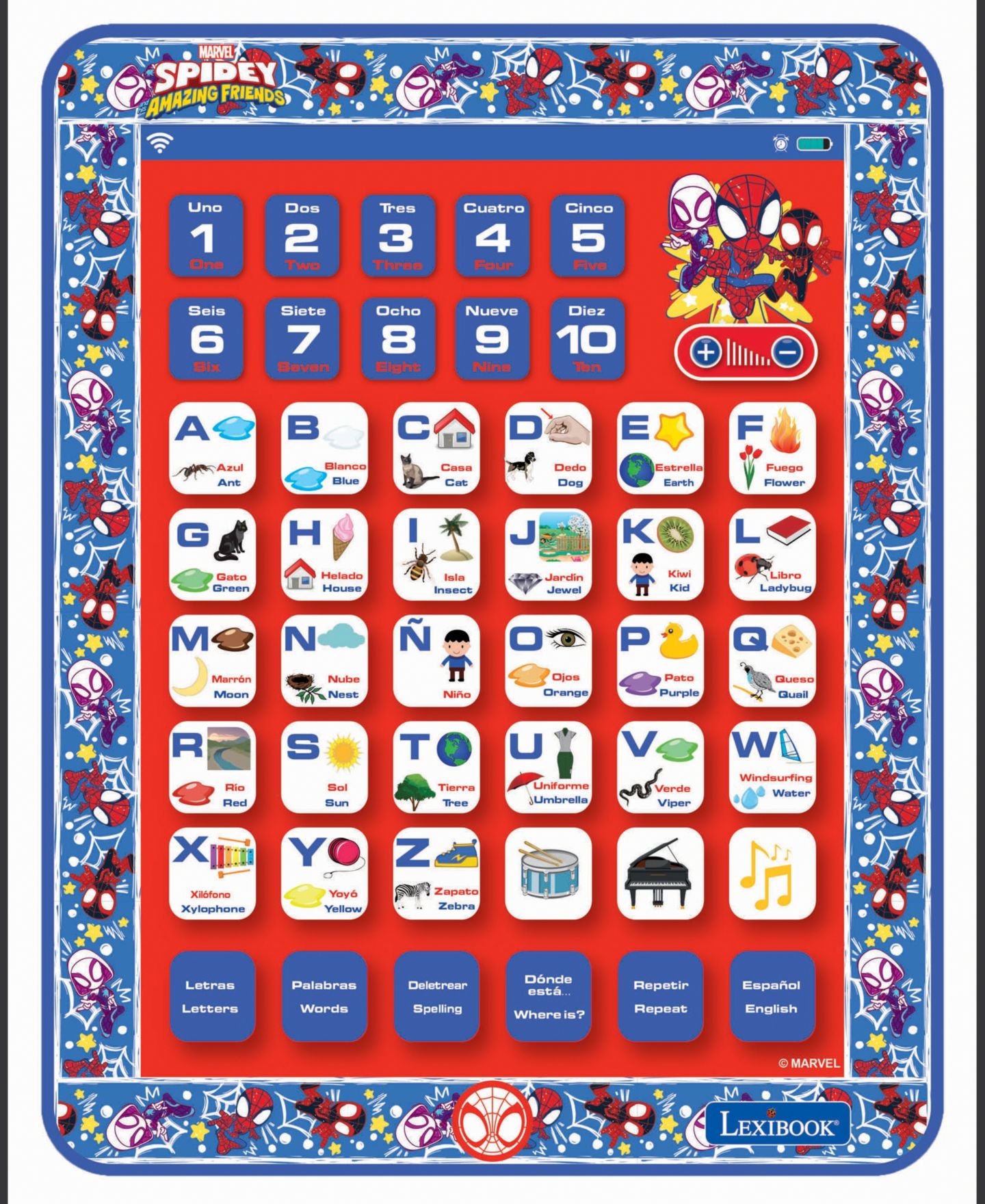Детские игрушки Spidey & His Amazing Friends Lexibook Spidey and his Amazing Friends, Bilingual Learning Tablet, English / Spanish, цвет: Красный — фото 1