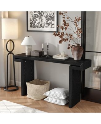60" Rustic Farmhouse Console Table, Distressed Wood Entryway Sofa Side Table for Hallway Living Room