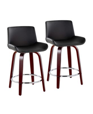 Santi Mahogany Upholstered Swivel Counter Stool, Set of 2