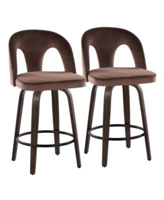Ava Upholstered Contemporary Swivel Counter Stool, Set of 2