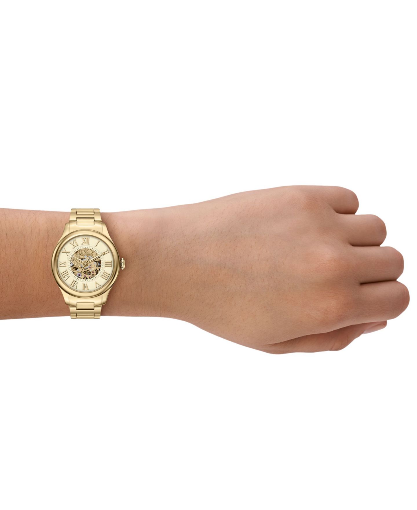 Женские часы Fossil Automatic Water-Resistant Gold Stainless Steel Bracelet Watch 36mm — фото 9