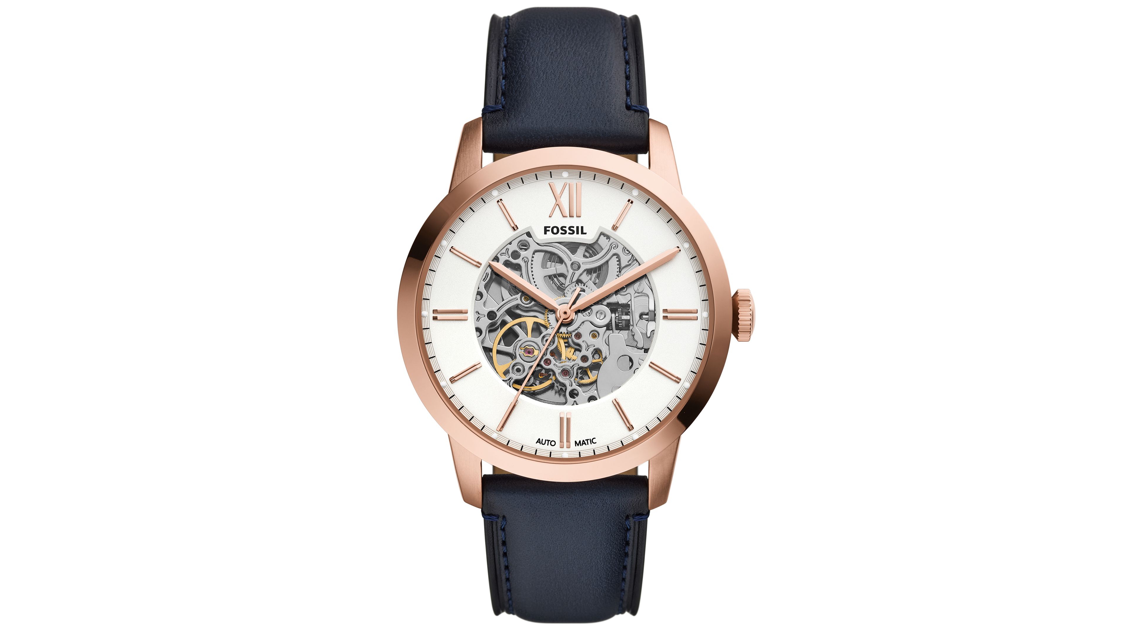 Fossil Men's Automatic Water-Resistant Leather Watch, 44mm