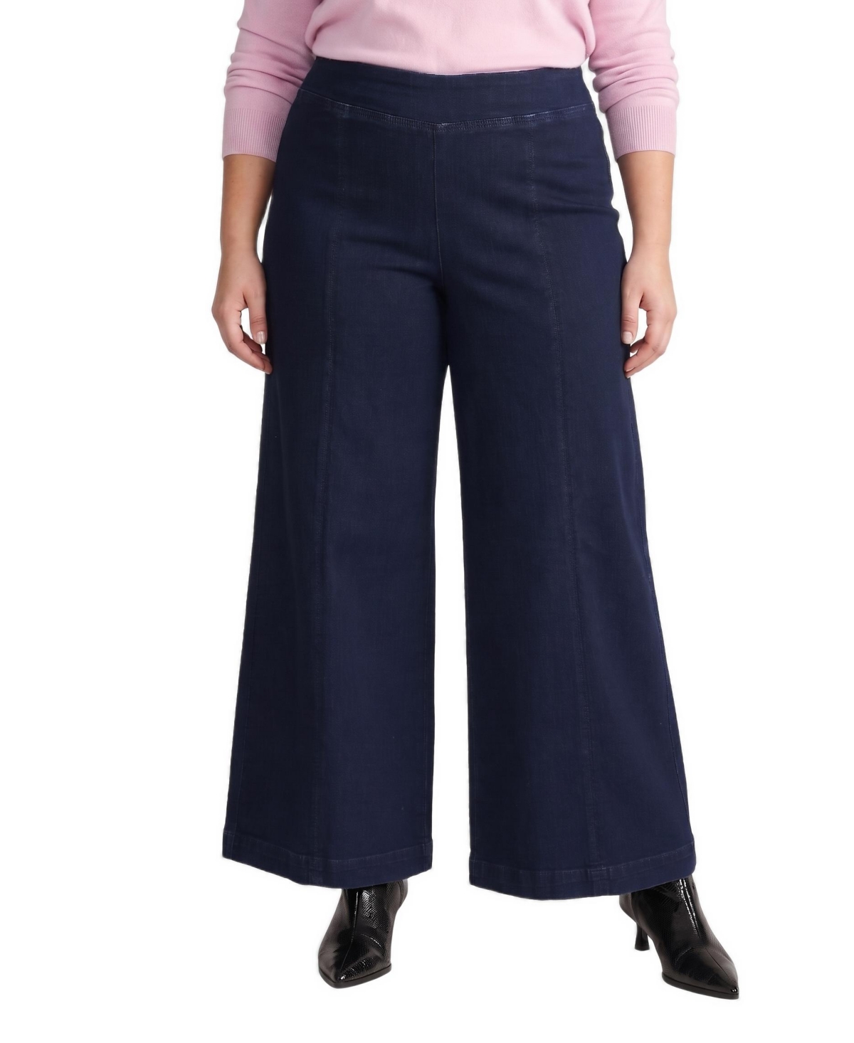 Universal Standard Women's Olivia Side-Zip Pintuck Wide Leg Jeans - Dark indigo