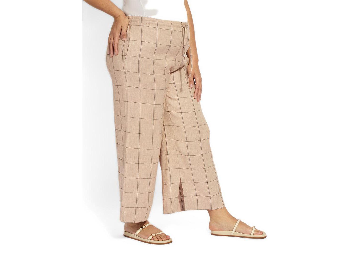 Plus Size Nixie Drawstring Wide-Leg Linen-Blend Pants
