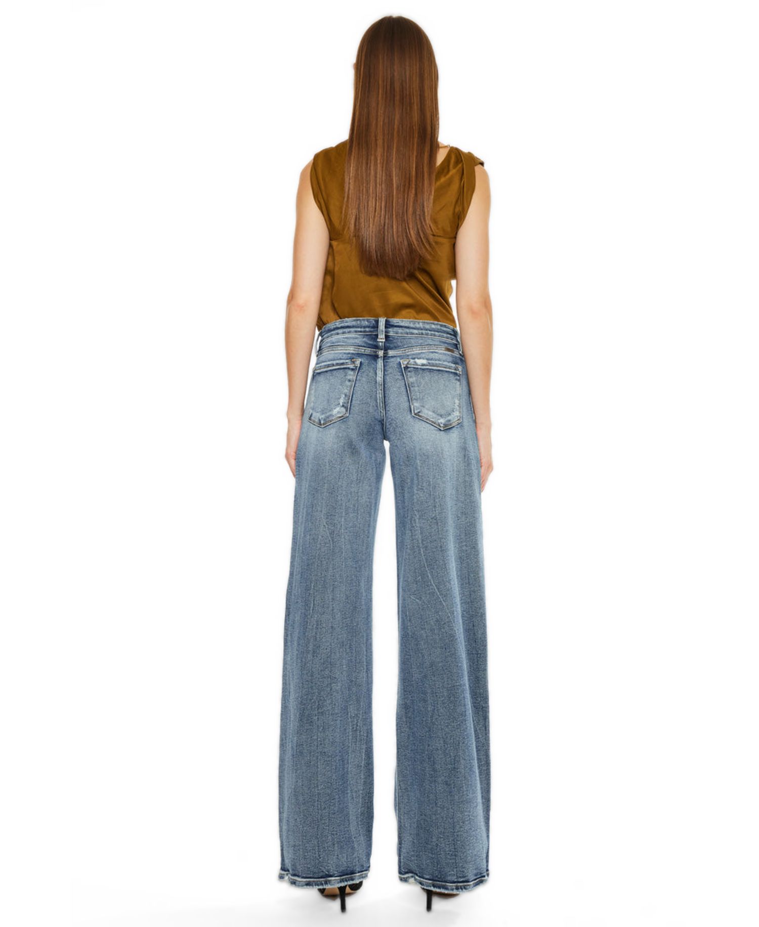 Women's Venice Mid-Rise Wide-Leg Heavy-Grind Jeans