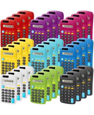 36 Pocket Basic Calculators Multi Color Compact Portable Dual Power 8 Digit Display
