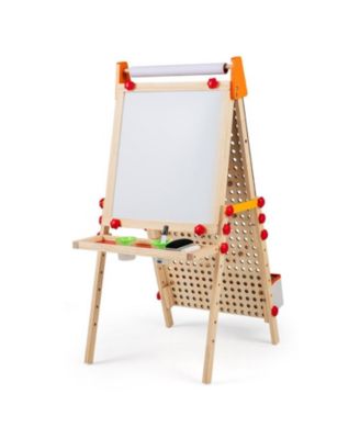 4-in-1 Wooden Kids Art Easel Double-Sided Foldable with Paper Roll and Storage Tray
