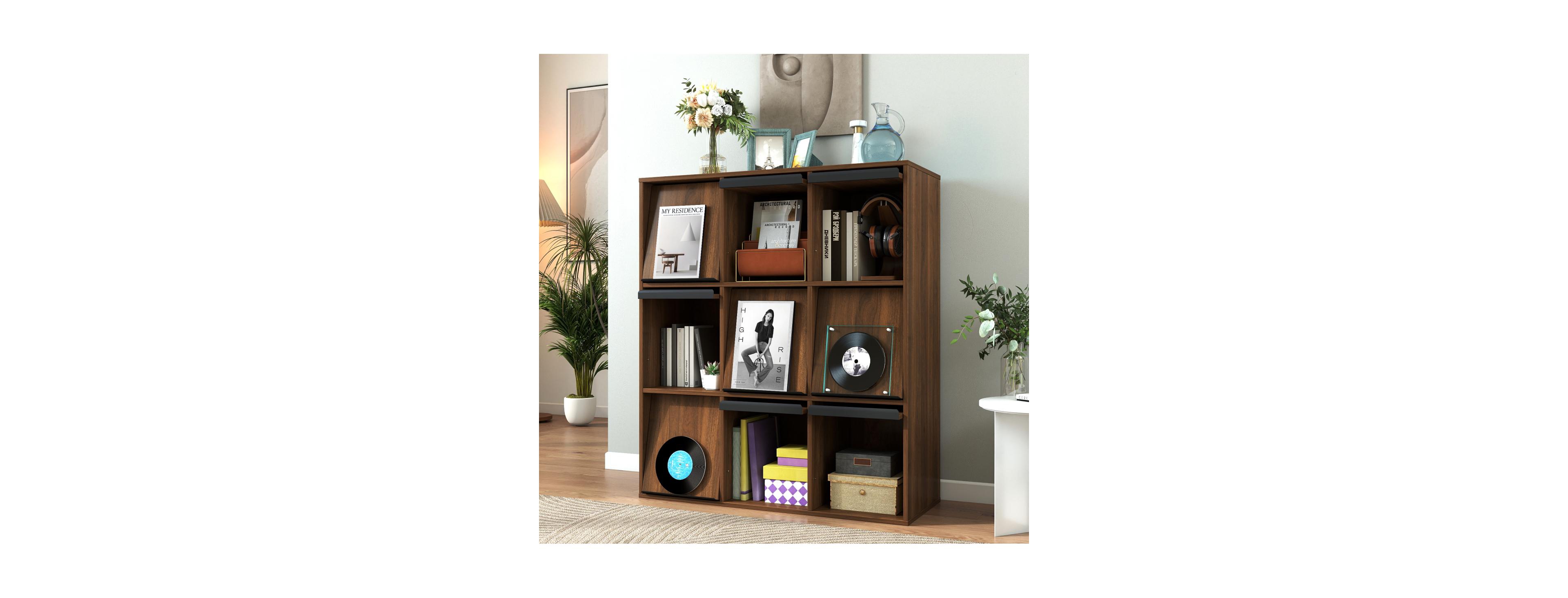 Streamdale Furniture 3x3 Cubby Cube Storage Bookcase with Flip Doors